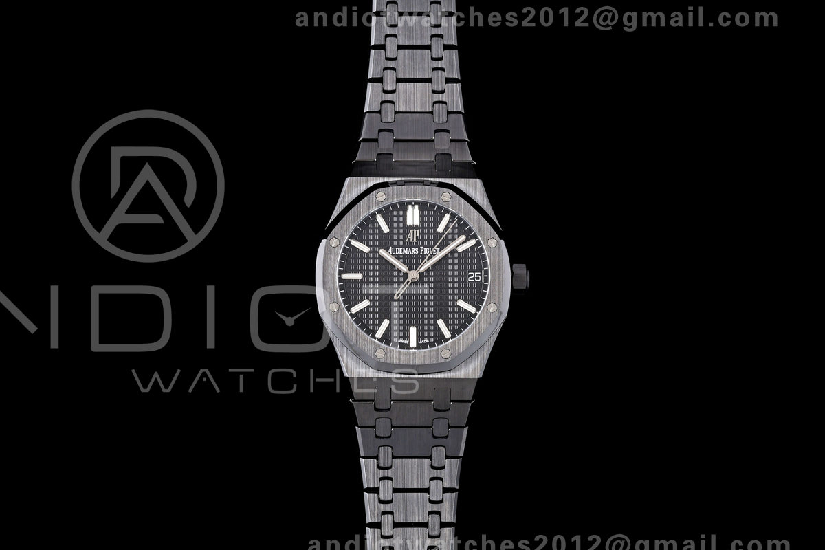 Royal Oak 41mm 15500 Black Ceramic ZF Black Dial on Black Ceramic Bracelet SA4302 Super Clone (Free Sprung)